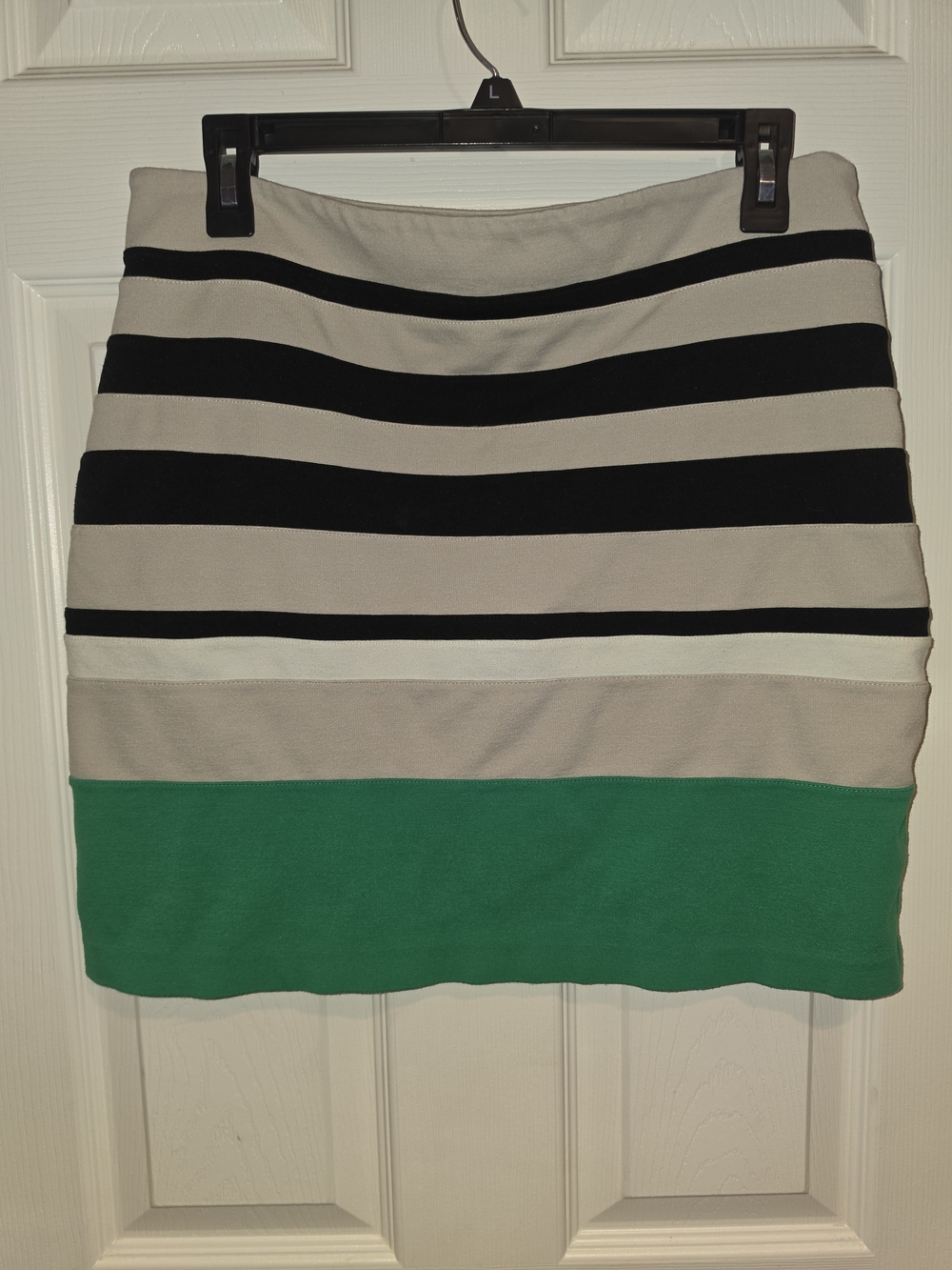 Express Striped Mini Skirt in Black, Cream & Green